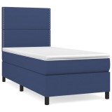 Cumpara ieftin Pat box spring cu saltea, albastru, 100x200 cm, textil