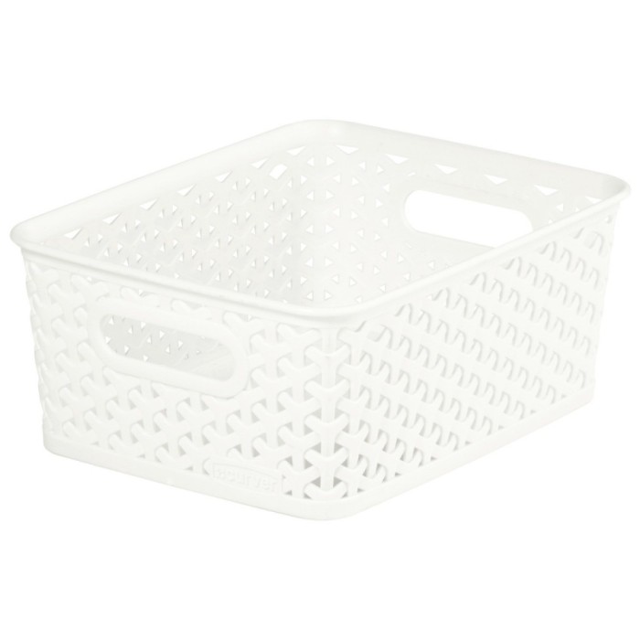 Cutie depozitare suprapozabila Rattan Curver, alb, 4 L, 25,5 x 19,6 x 10,2 cm