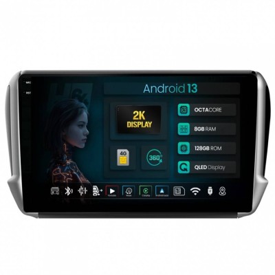 Navigatie 2K Peugeot 208 2008 (2012+) 8GB RAM Android 13 Octacore Slot Sim 4G DSP GPS Wi-FI Carplay Android Auto USB Bluetooth Waze Touchscreen 10.36 foto