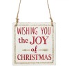 Ornament Brad Crăciun, Model Tăbliță din Lemn, Mesaj &quot;Wishing You the Joy of Christmas&quot;, 10x10cm, Oem