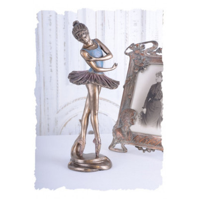 Statueta din ceramica cu bronz cu o balerina WU70317A4 foto