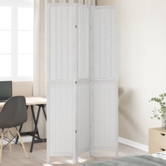 vidaXL Paravan cameră 3 panouri, alb, lemn masiv paulownia 358720