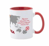 Cana Ceramica Personalizata Romania, Model 6 INOVATIX&reg;, 330ml, Cadou Universal, Alb/Rosu