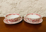 2 BOLURI CU FARFURII-PORTELAN ENGLEZESC &quot;WINDSOR&quot; RIDGWAY STAFFORDSHIRE EST 1792