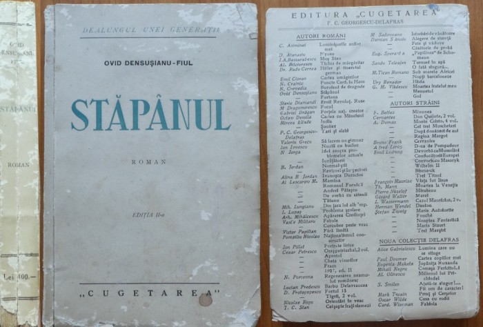 Ovid Densusianu - Fiul, Stapanul, 1930, cu autograf catre Pache Protopopescu