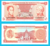 Venezuela (p#70) 5 Bolivares 1989 UNC 'Panteon' serie: C43070627; (ROG CITITI DETALIILE!)