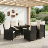 vidaXL Set masă de canapea cu pernă cu pernă 7 pcs Negru și Alb crem 3422457