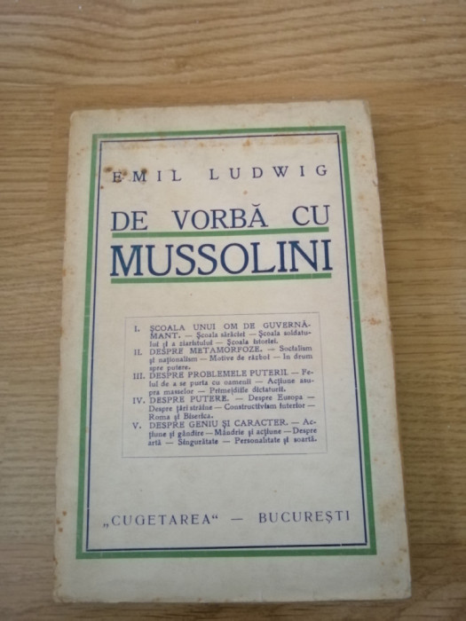 De vorba cu Mussolini, Emil Ludwig, Editura: Cugetarea, 1940