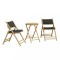 Set de bistro pliabil, 3 piese, cu perne gri inchis, bambus