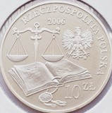 643 Polonia 10 zlote 2006 Jan Łaski&#039;s Statute km 890 UNC argint, Europa