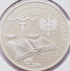 643 Polonia 10 zlote 2006 Jan Łaski&#039;s Statute km 890 UNC argint