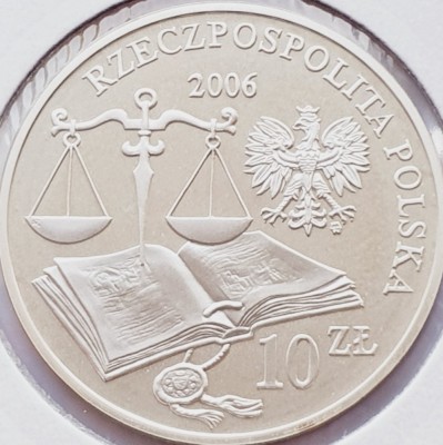 643 Polonia 10 zlote 2006 Jan Łaski&amp;#039;s Statute km 890 UNC argint foto