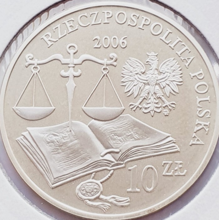 643 Polonia 10 zlote 2006 Jan Łaski&#039;s Statute km 890 UNC argint