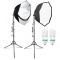 Kit de 2 softboxuri octagonale, 2 trepiezi reglabili 200 cm, 2 becuri 135W