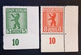 Germania / Berlin (1945, Ocupația Aliată "Stadt Berlin") - "Ursul Berlinez" (5Pf &amp; 8Pf ) cu Margini și Nr de Poziție "10" (MINT / Neștampilat) CLK1, Stampilat