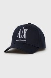 Armani Exchange șapcă de baseball din bumbac culoarea albastru marin, cu imprimeu