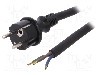 Cablu alimentare AC, 4m, 3 fire, culoare negru, cabluri, CEE 7/7 (E/F) mufa, SCHUKO mufa, PLASTROL - W-97219