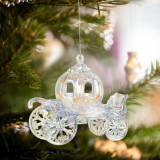 Ornament de Crăciun - irizat, cărucior acrilic - 11 x 5,5 x 9,5 cm