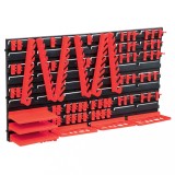 vidaXL Set cutii depozitare 71 piese, cu panouri de perete, roșu&amp;negru