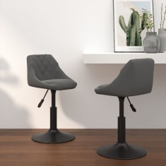 vidaXL Scaune de bucătărie pivotante, 2 buc, gri &icirc;nchis, catifea