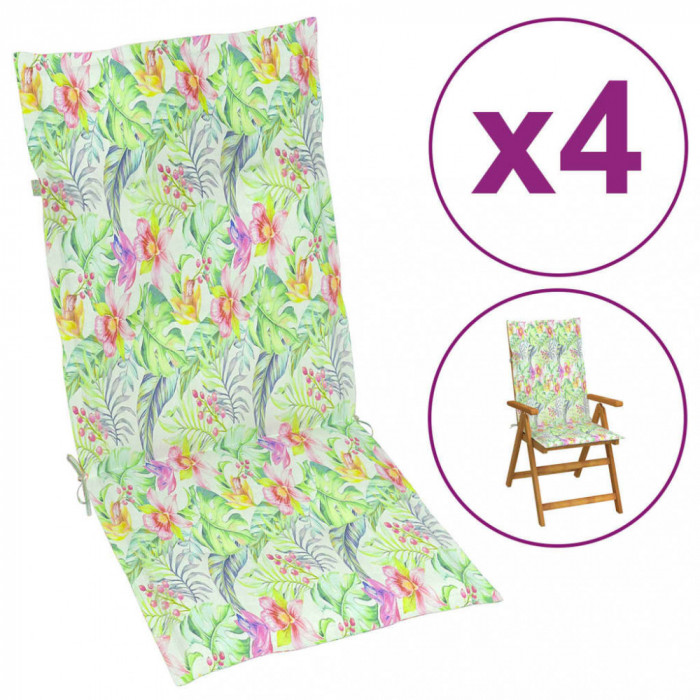 Perne scaun spatar &icirc;nalt model frunze 4 buc. 120x50x3 cm textil GartenMobel Dekor