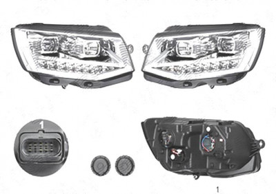 Set faruri tuning VW Transporter/Multivan (T6), 04.2015-, stanga+Dreapta, cu LED indicator; cu LED daytime running light; cu LED-uri pozitie; H1+H11+ foto