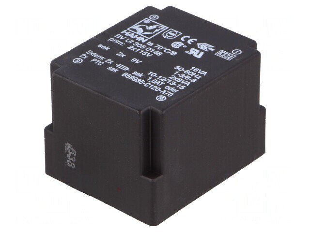 Transformator &icirc;ncapsulat 16VA 115VACx2 9V 9V 888mA 888mA PCB - Transformator PCB 16VA 115VACx2 9V 9V 888mA