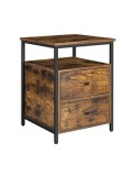 Cumpara ieftin Noptiera, Vasagle, 2 sertare, Maro Rustic, LET067B01, 45 x 45 x 60 cm