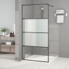 Cabina Dus Walk-in vidaXL Negru 100x195 cm Sticla ESG Semi-Mata