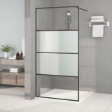 VidaXL Perete cabină duș walk-in negru 100x195 cm sticlă ESG semi-mată