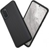 Husa Samsung Galaxy S20, Silicon Negru, Protectie Zgarieturi, Shockproof, Slim, Perfect Fit, Insertii Carbon