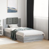 Cumpara ieftin Cadru de pat cu tăblie și lumini LED, gri sonoma, 90x190 cm