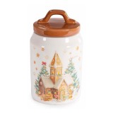 Borcan Craciun ceramica multicolora in cutie cadou II &Oslash; 10 cm x 17 H