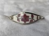 BRTATARA vintage SPLENDID ornata cu MICROMOZAIC FLORAL SIDEFAT de efect MEXIC