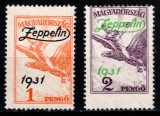 Ungaria 1931, Mi #478-479**, "Turul" supratipar Zeppelin, MNH, cota 200,- &euro;!