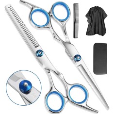 Set profesional 5in1 de foarfece de coafură + pelerină + accesorii