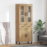 vidaXL Bufet 2 pcs Stejar Artizanal Lemn Stratificat și Sticlă 3415862