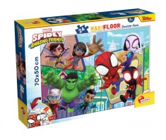 Puzzle de podea 2 in 1 Lisciani Marvel Spidey si prietenii lui uimitori, Maxi, 24 piese