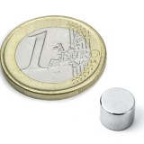 Magnet neodim disc &Oslash;8&amp;#215;6 mm, putere 2,1 kg, N38