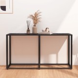 vidaXL Masă consolă, negru marmură, 140x35x75,5 cm, sticlă securizată