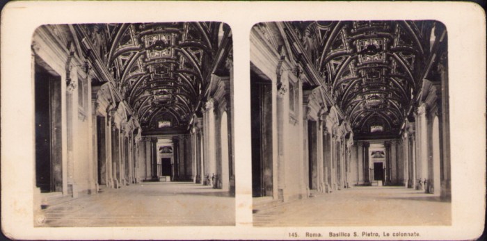 ST7N Roma, Basilica S Pietro, Le colonnate, stereoscopic photo