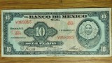Mexic - bancnota de colectie - 10 pesos 1965 - La Tehuana - design spectaculos, circulata, in stare buna !