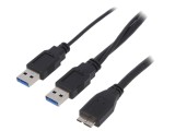 Cablu USB 3.0 Dual USB A la Micro B 1m Nichelat