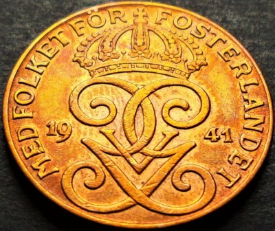 Moneda istorica 2 ORE - SUEDIA, anul 1941 *cod 5269 B = GUSTAF V foto