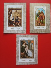 AJMAN, PICTURI - COLIȚE + SERIE COMPLETĂ PERF./IMPERF. MNH (2 FOTO)
