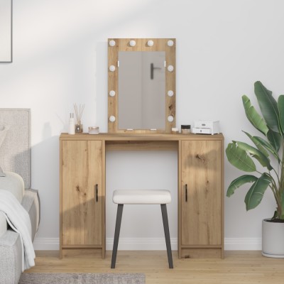 vidaXL Masă de Machiaj cu ușă Maro 102 x 33 x 135 cm Lemn compozit 865189 foto