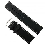 Curea de ceas din piele naturala HandMade Neagra XL - 28mm WZ2918