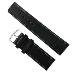 Curea de ceas din piele naturala HandMade Neagra XL - 28mm WZ2918
