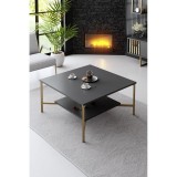 Cumpara ieftin Masuta Cafea, PAL Melaminat / Metal, Gold Line, Negru / Auriu, 80x80x40 cm