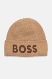 BOSS caciula din amestec de lana culoarea bej, din tesatura neteda, 50524348